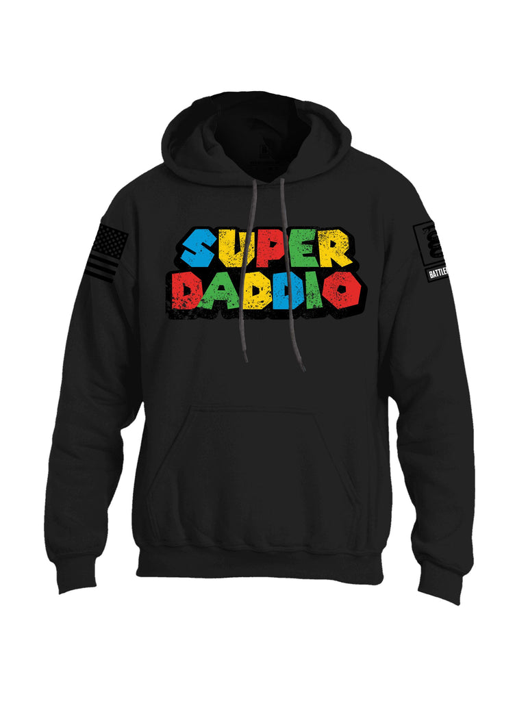 Battleraddle Super Daddio Black Sleeves Uni Cotton Blended Hoodie With Pockets