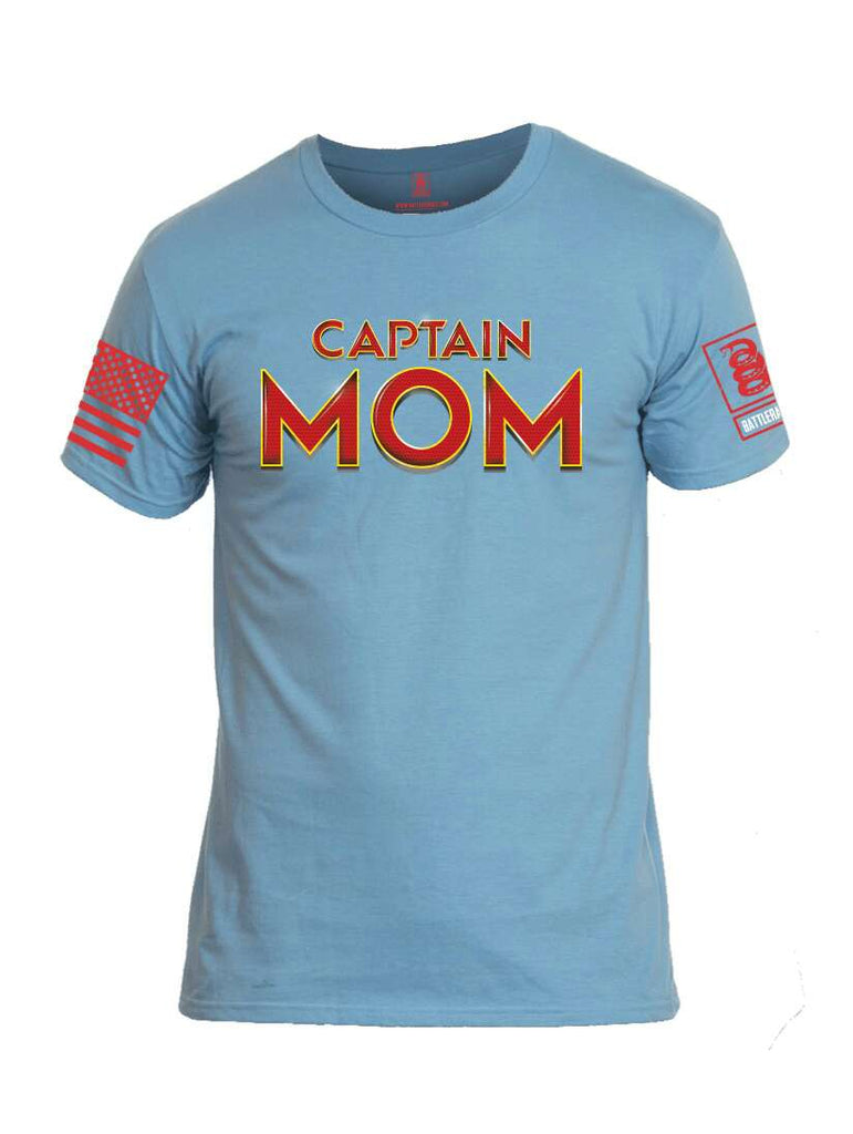 Battleraddle Captain Mom Red Sleeve Print Mens Cotton Crew Neck T Shirt