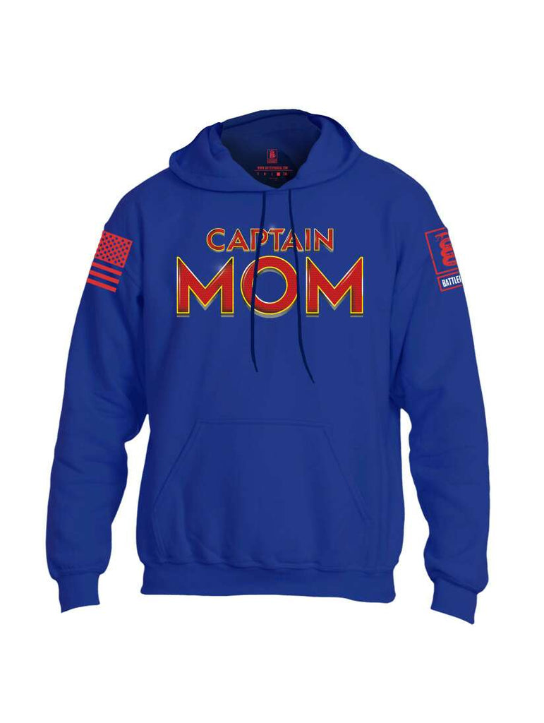 Battleraddle Captain Mom Red Sleeve Print Mens Blended Hoodie With Pockets