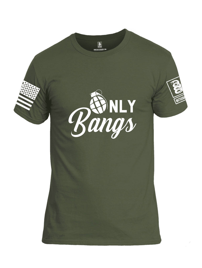 Battleraddle Only Bangs White Sleeves Men Cotton Crew Neck T-Shirt