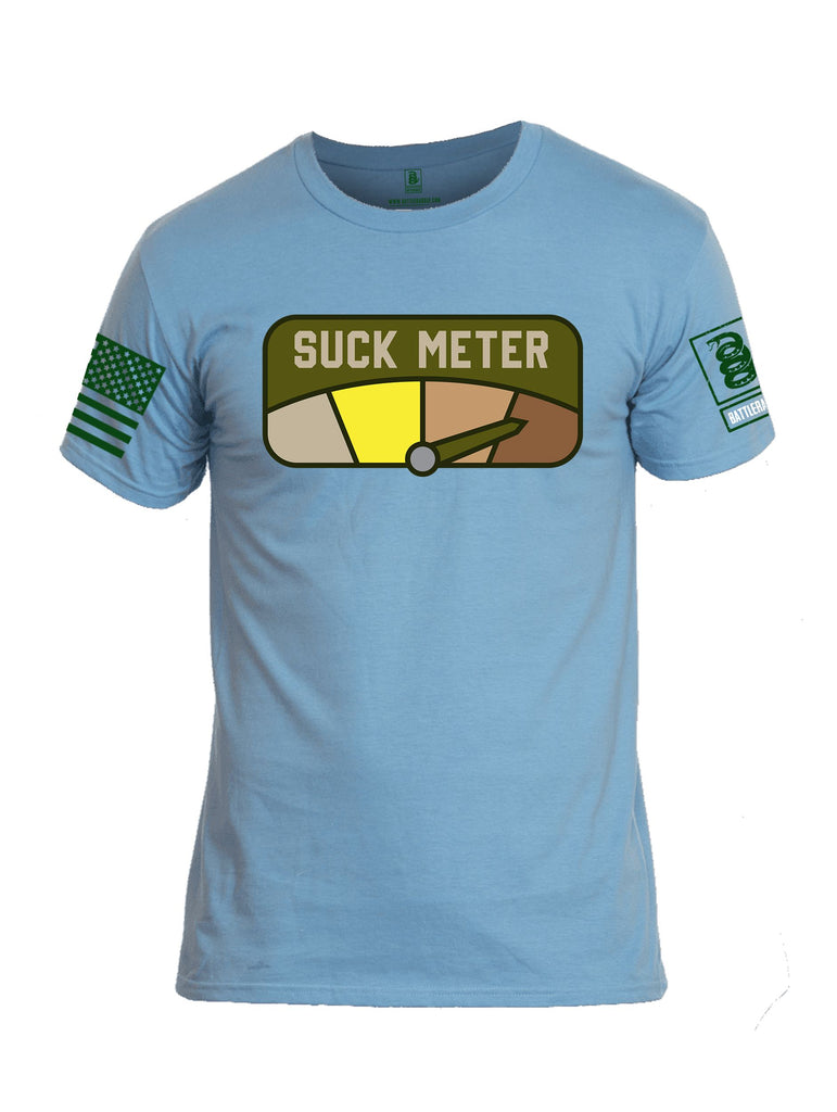 Battleraddle Suck Meter Dark Green Sleeves Men Cotton Crew Neck T-Shirt