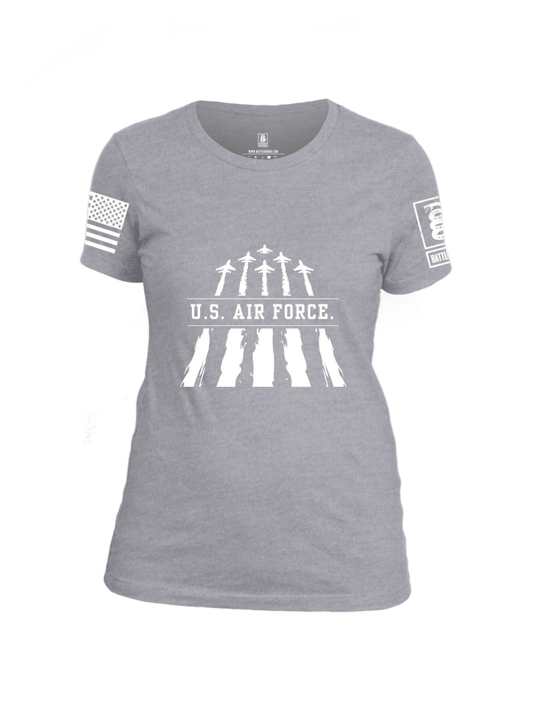 Battleraddle U.S. Air Force White Sleeves Women Cotton Crew Neck T-Shirt
