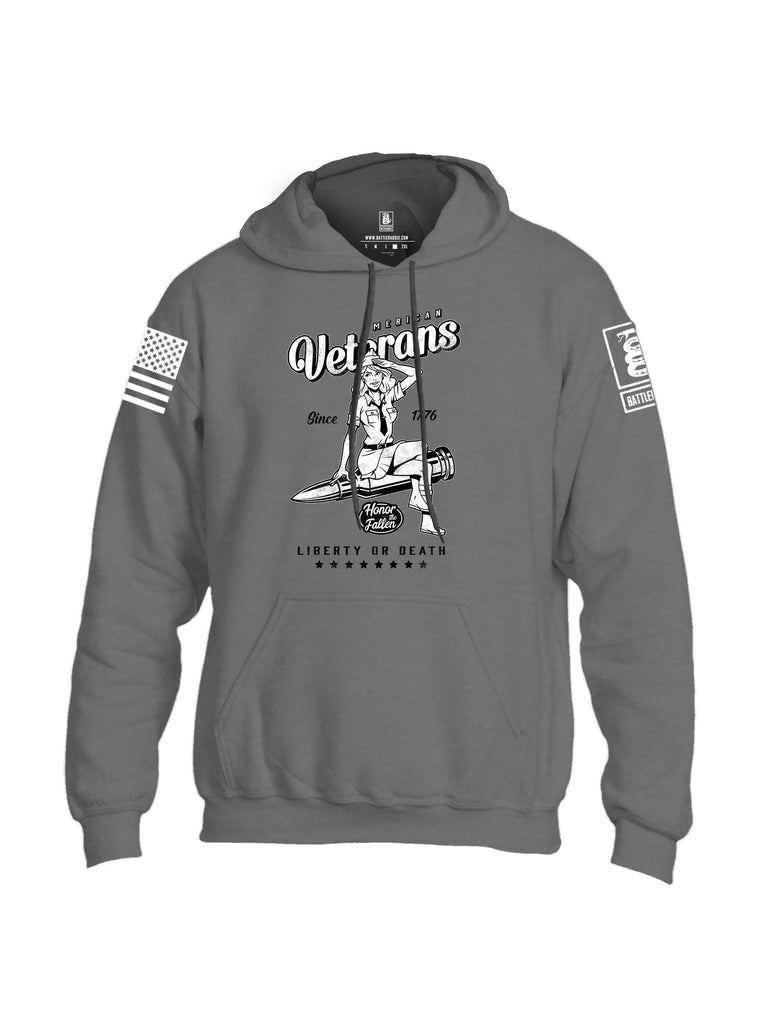 Battleraddle American Veterans Honor The Fallen White Sleeves Uni Cotton Blended Hoodie With Pockets