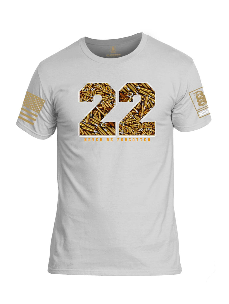 Battleraddle 22 Never Be Forgotten Brass Sleeve Print Mens Cotton Crew Neck T Shirt shirt|custom|veterans|Apparel-Mens T Shirt-cotton
