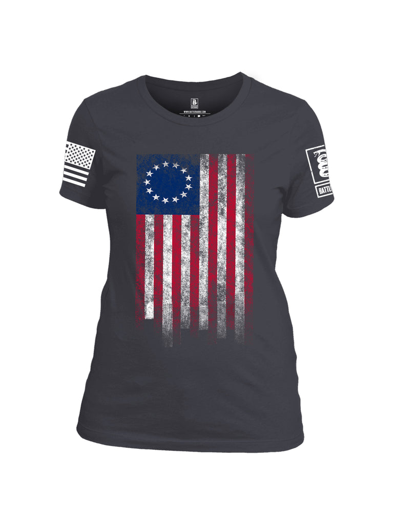 Battleraddle Thirteen Colonies Flag Women Cotton Crew Neck T-Shirt