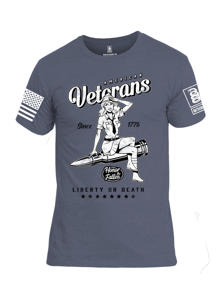 Battleraddle American Veterans Honor The Fallen White Sleeves Men Cotton Crew Neck T-Shirt