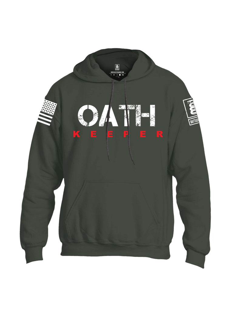 Battleraddle Oath Keeper White {sleeve_color} Sleeves Uni Cotton Blended Hoodie With Pockets