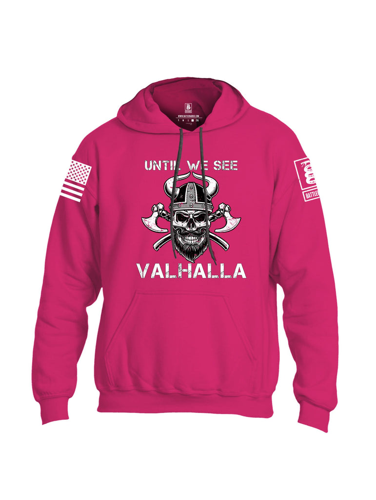 Battleraddle Until We See Valhalla White Sleeves Uni Cotton Blended Hoodie With Pockets