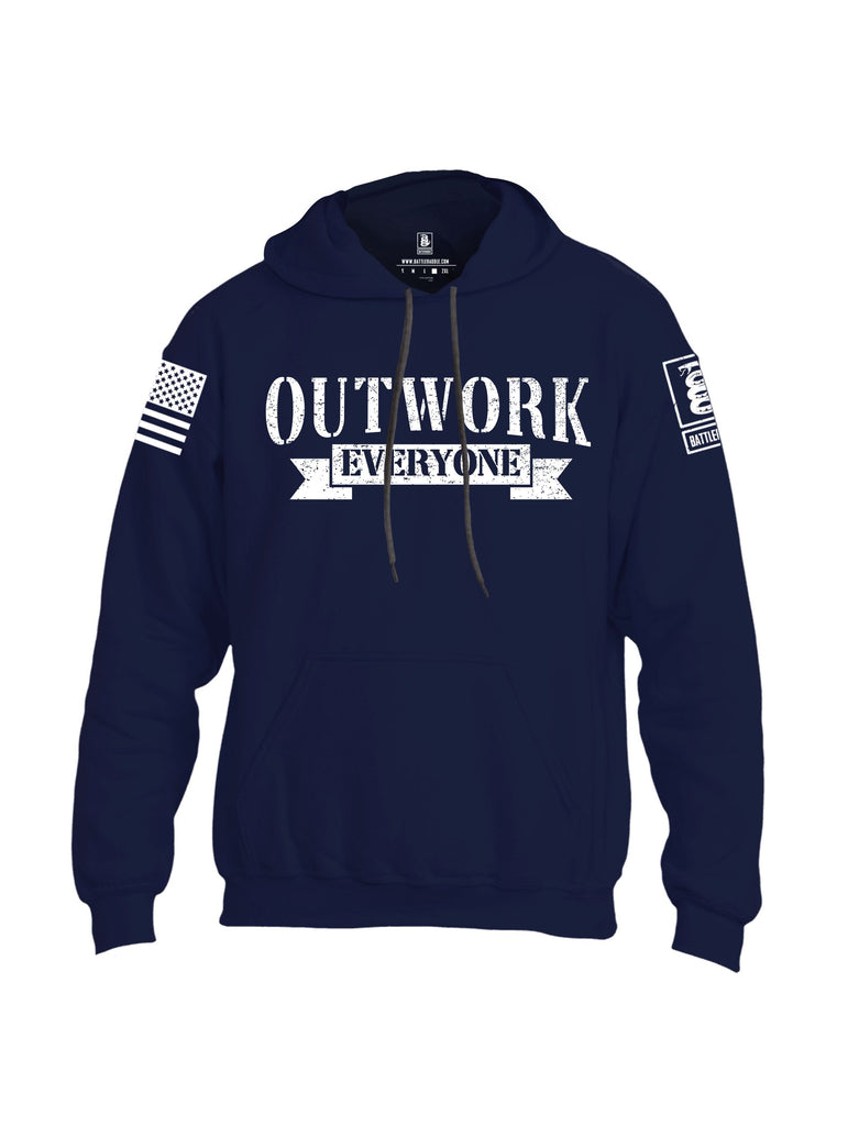 Battleraddle Outwork Everyone White Sleeves Uni Cotton Blended Hoodie With Pockets
