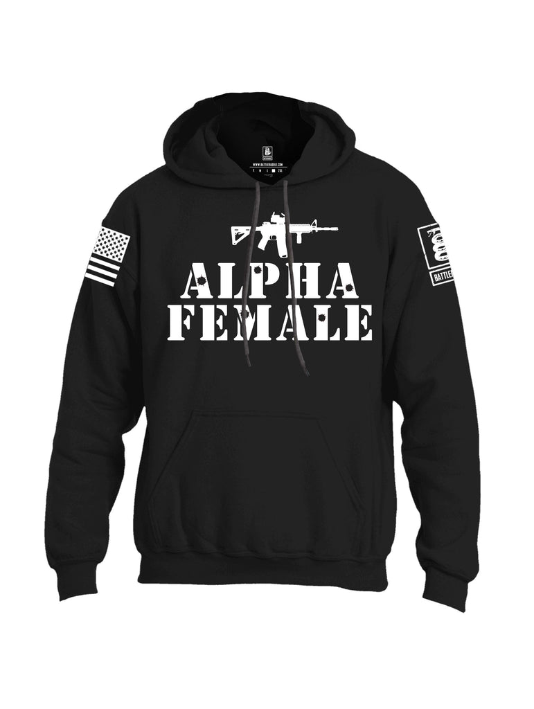 Battleraddle Alpha Female White Sleeves Uni Cotton Blended Hoodie With Pockets