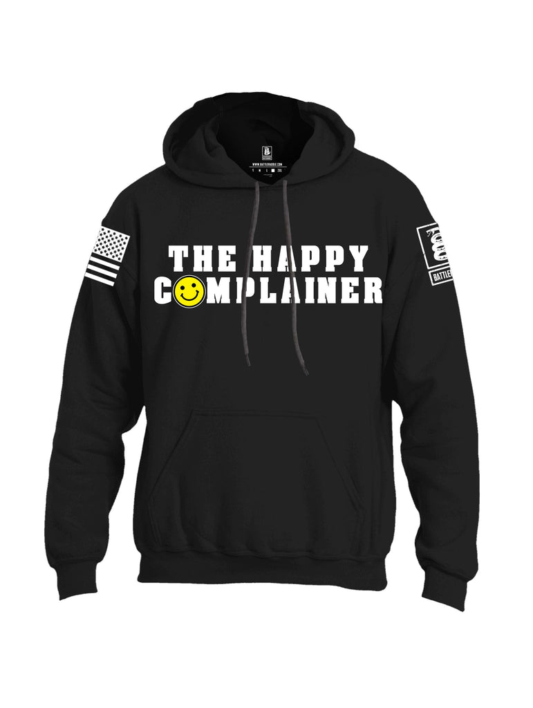 Battleraddle The Happy Complainer White Sleeves Uni Cotton Blended Hoodie With Pockets