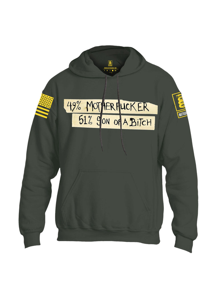 Battleraddle 49% Motherfucker 51% Son Of A Bitch  {sleeve_color} Sleeves Uni Cotton Blended Hoodie With Pockets