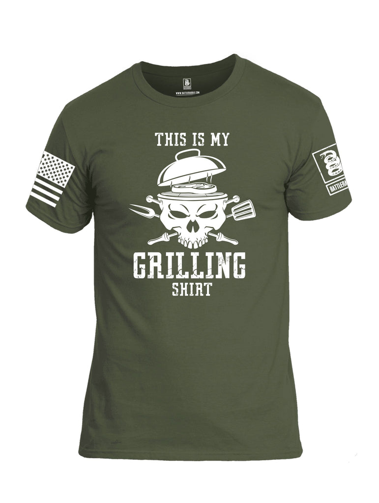 Battleraddle This Is My Grilling Shirt White Sleeves Men Cotton Crew Neck T-Shirt