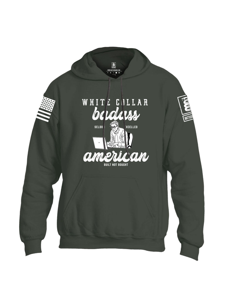 Battleraddle White Collar Badass White Sleeves Uni Cotton Blended Hoodie With Pockets
