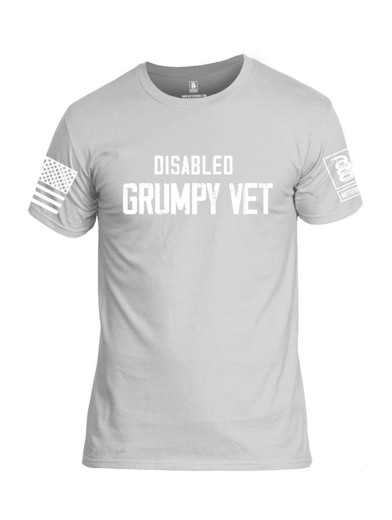 Battleraddle Disabled Grumpy Vet  White Sleeves Men Cotton Crew Neck T-Shirt