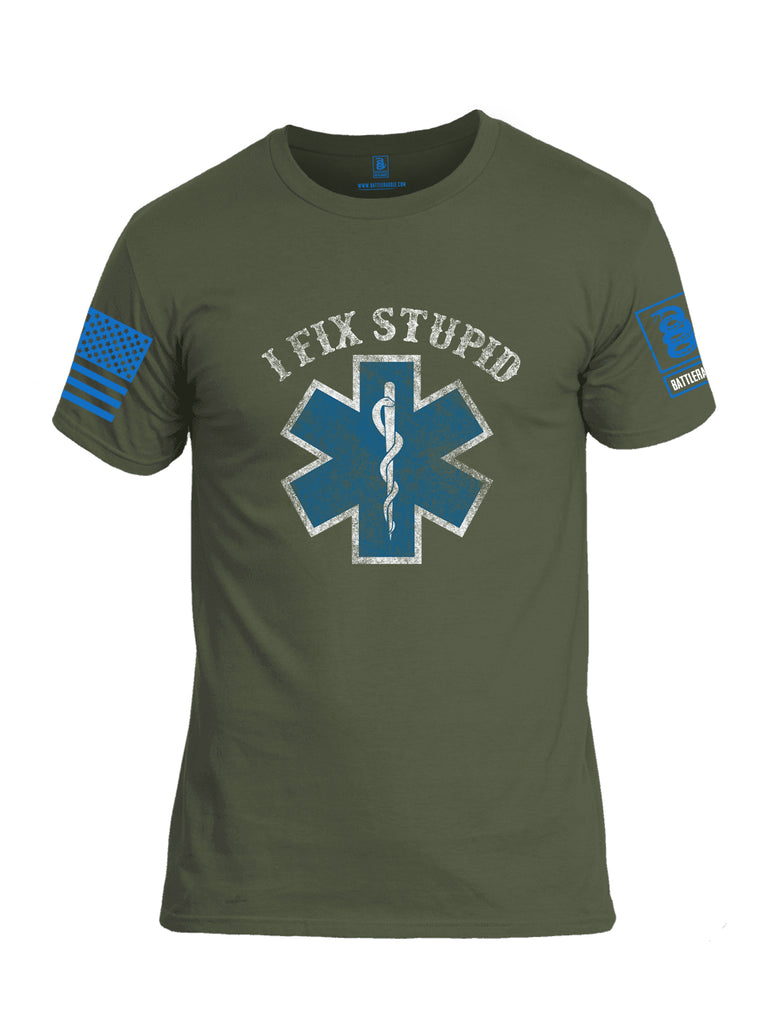 Battleraddle I Fix Stupid {sleeve_color} Sleeves Men Cotton Crew Neck T-Shirt