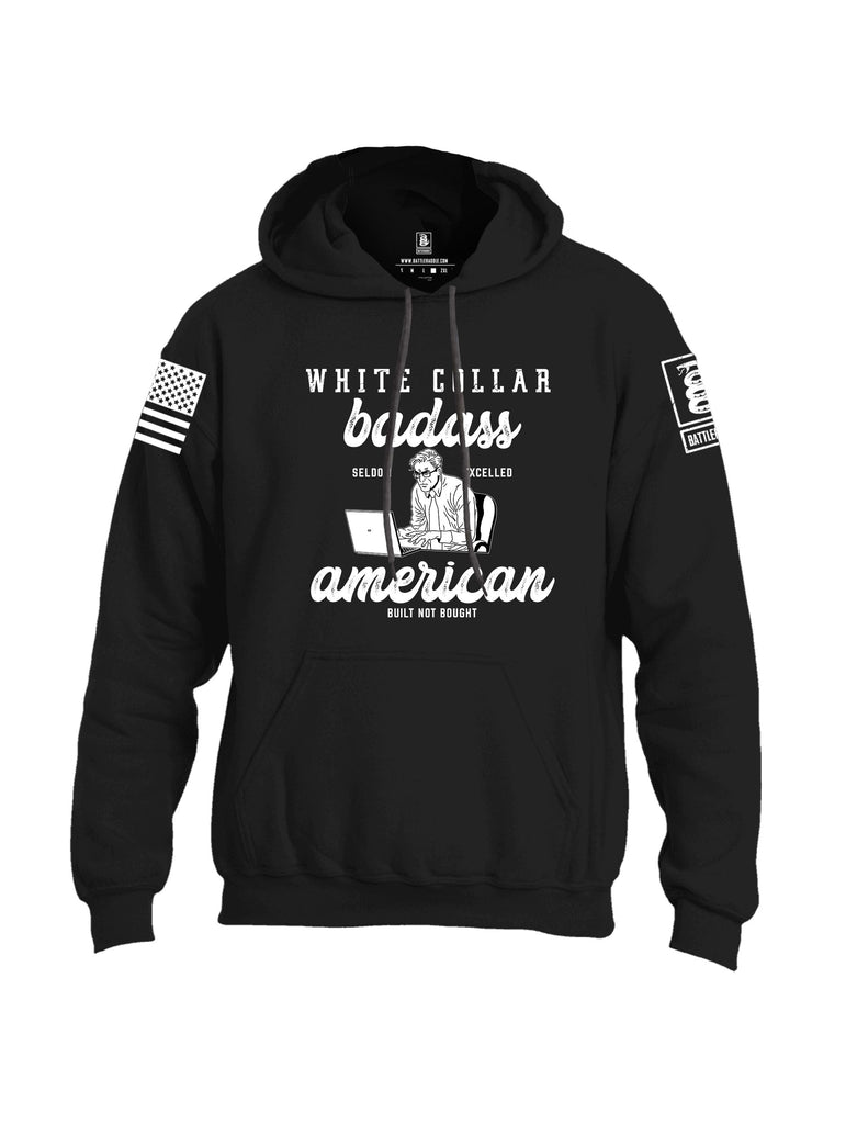 Battleraddle White Collar Badass White Sleeves Uni Cotton Blended Hoodie With Pockets