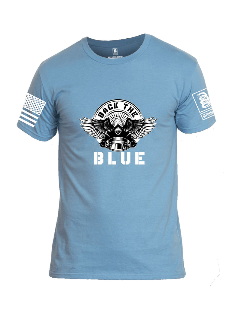 Battleraddle Back The Blue White Sleeves Men Cotton Crew Neck T-Shirt