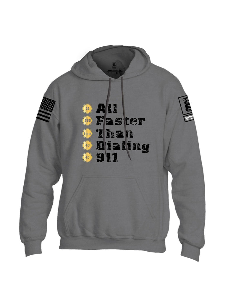 Battleraddle All Faster Than Dialing 911 Black Sleeves Uni Cotton Blended Hoodie With Pockets