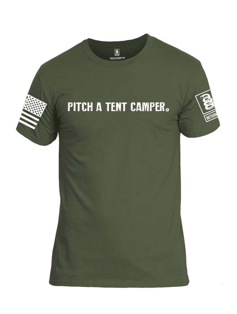 Battleraddle Pitch A Tent Camper White Sleeves Men Cotton Crew Neck T-Shirt