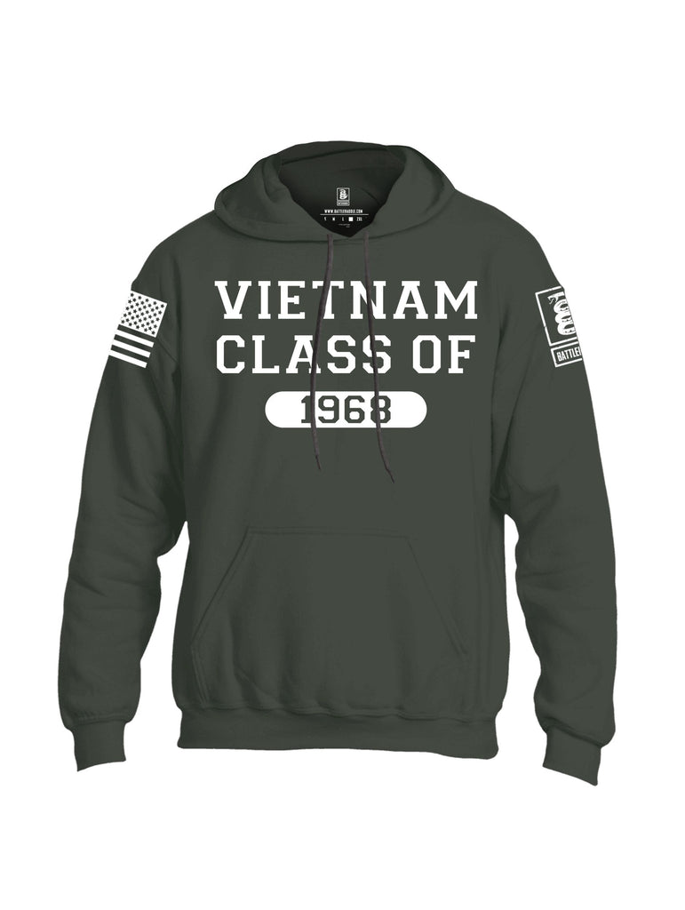 Battleraddle Vietnam Class Of 1968 White Sleeves Uni Cotton Blended Hoodie With Pockets