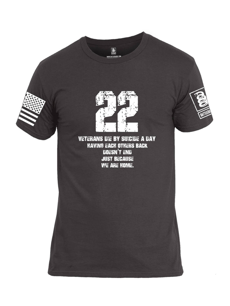 Battleraddle 22 Veterans Die By Suicide A Day White Sleeve Print Mens Cotton Crew Neck T Shirt shirt|custom|veterans|Apparel-Mens T Shirt-cotton