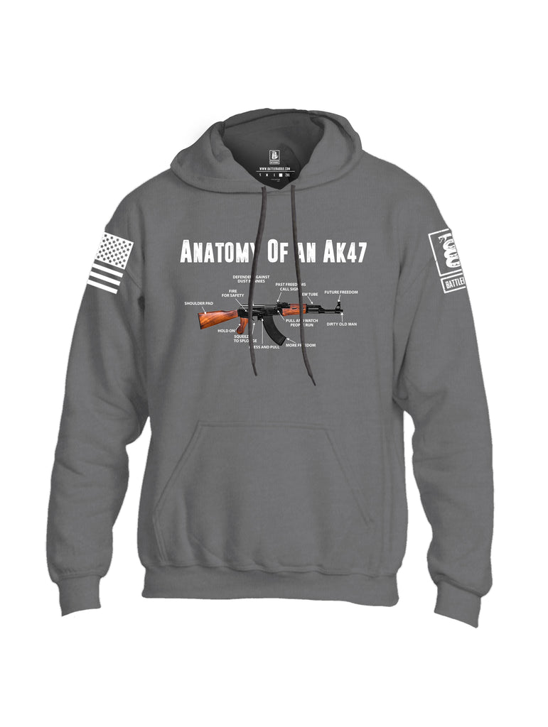 Battleraddle Anatomy Of An AK47 White Sleeve Print Mens Blended Hoodie With Pockets