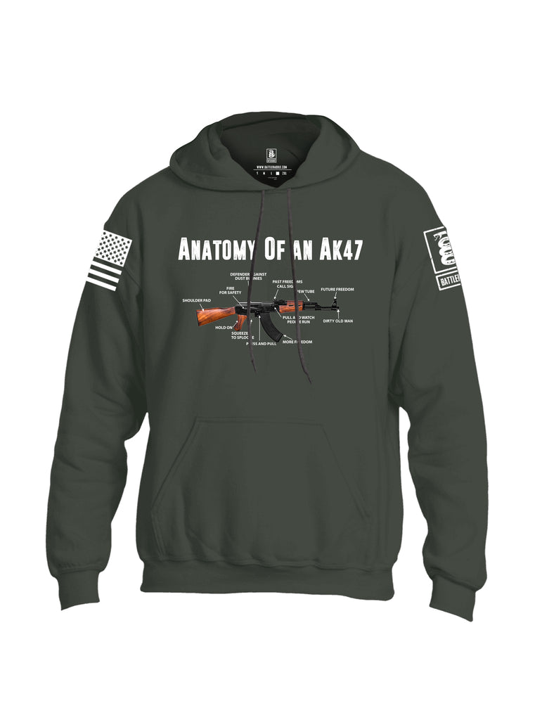 Battleraddle Anatomy Of An AK47 White Sleeve Print Mens Blended Hoodie With Pockets