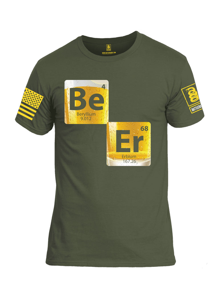 Battleraddle BE-ER Yellow Sleeve Print Mens Cotton Crew Neck T Shirt - Battleraddle® LLC