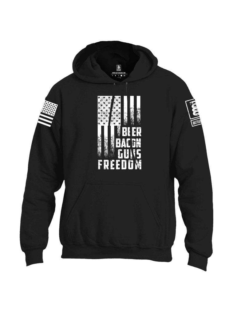 Battleraddle Beer Bacon Guns Freedom White Sleeve Print Mens Blended Hoodie With Pockets