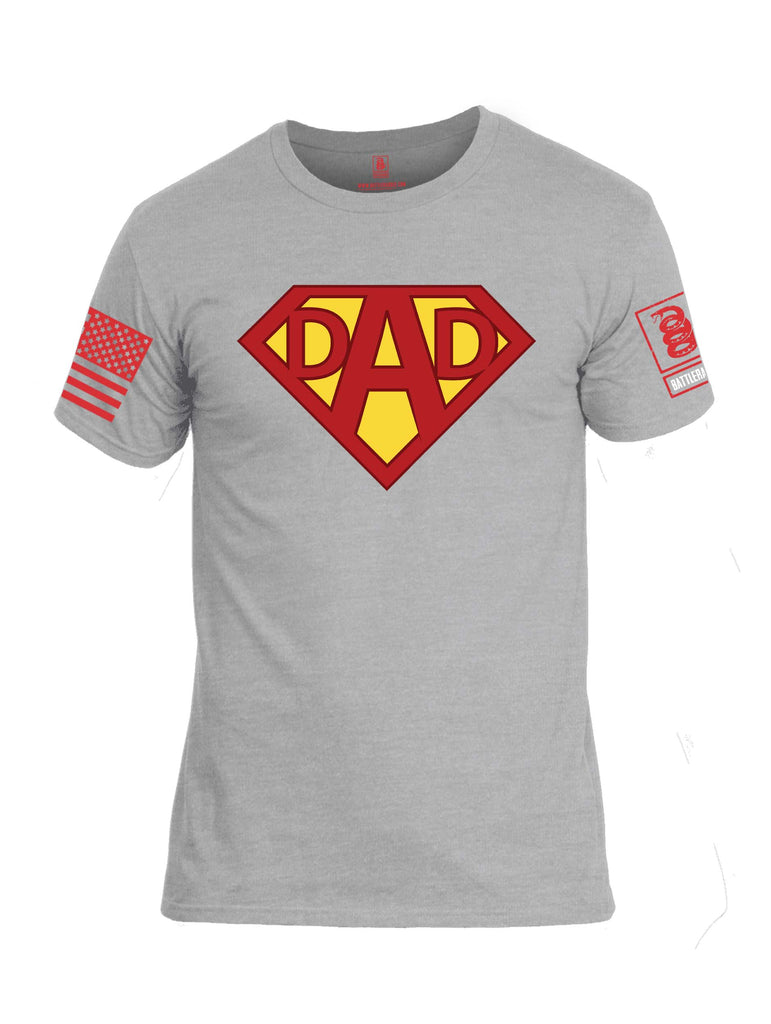 Battleraddle Dad Red Sleeve Print Mens Cotton Crew Neck T Shirt