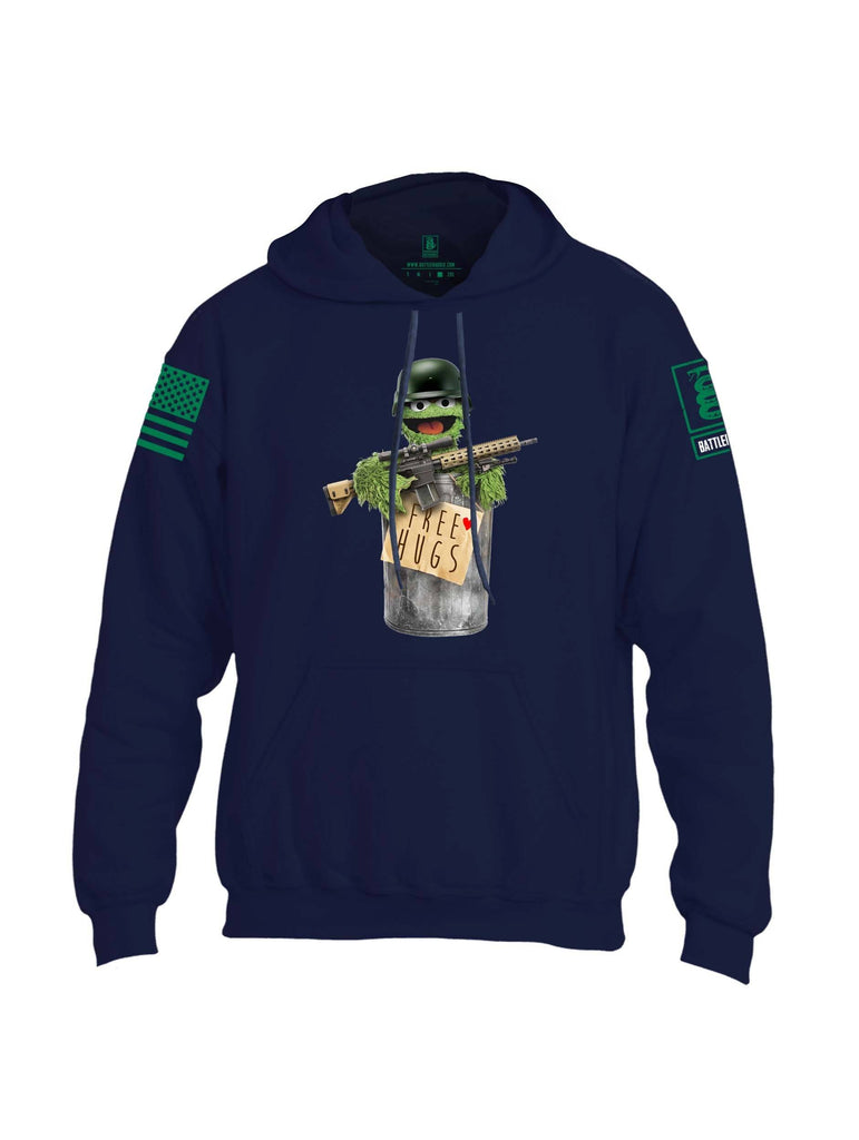 Battleraddle Grouchy Free Hugs Green Sleeve Print Mens Blended Hoodie With Pockets shirt|custom|veterans|Apparel-Mens Hoodies-Cotton/Dryfit Blend
