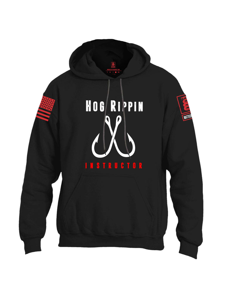 Battleraddle Hog Rippin Instructor Red Sleeve Print Mens Blended Hoodie With Pockets