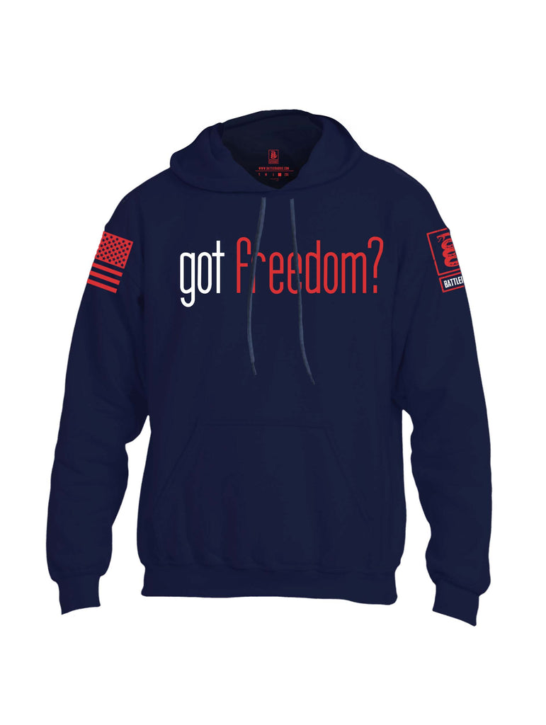 Battleraddle Got Freedom Red Sleeve Print Mens Blended Hoodie With Pockets