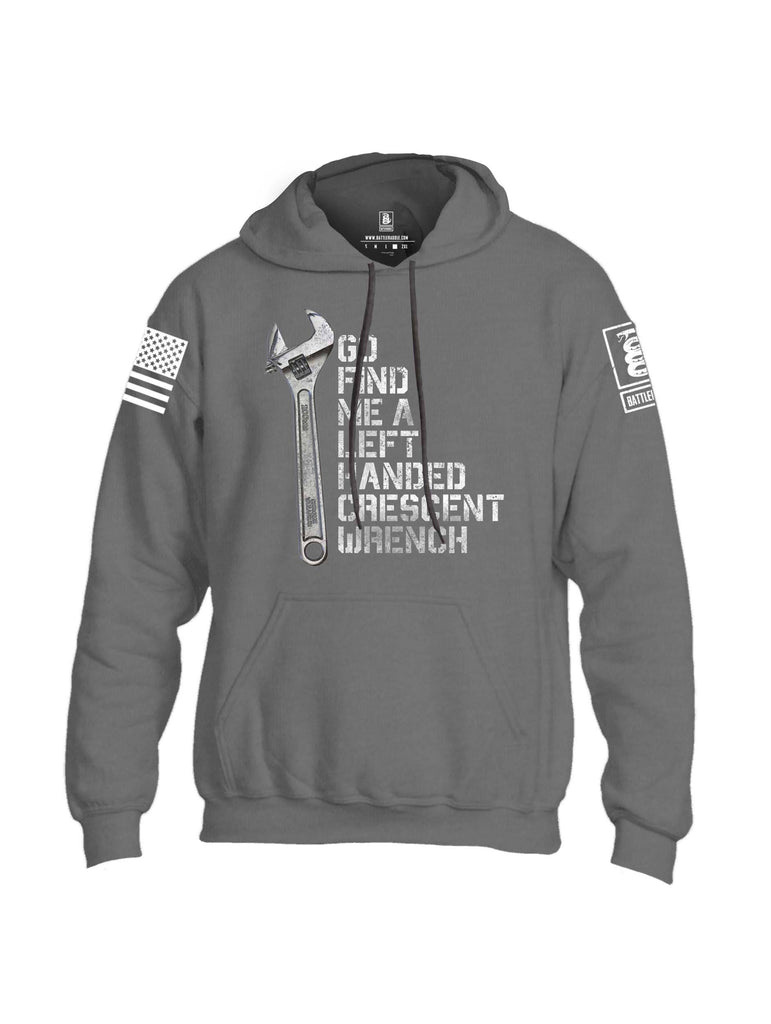 Battleraddle Go Find Me A Left Handed Crescent Wrench White Sleeve Print Mens Blended Hoodie With Pockets shirt|custom|veterans|Apparel-Mens Hoodies-Cotton/Dryfit Blend