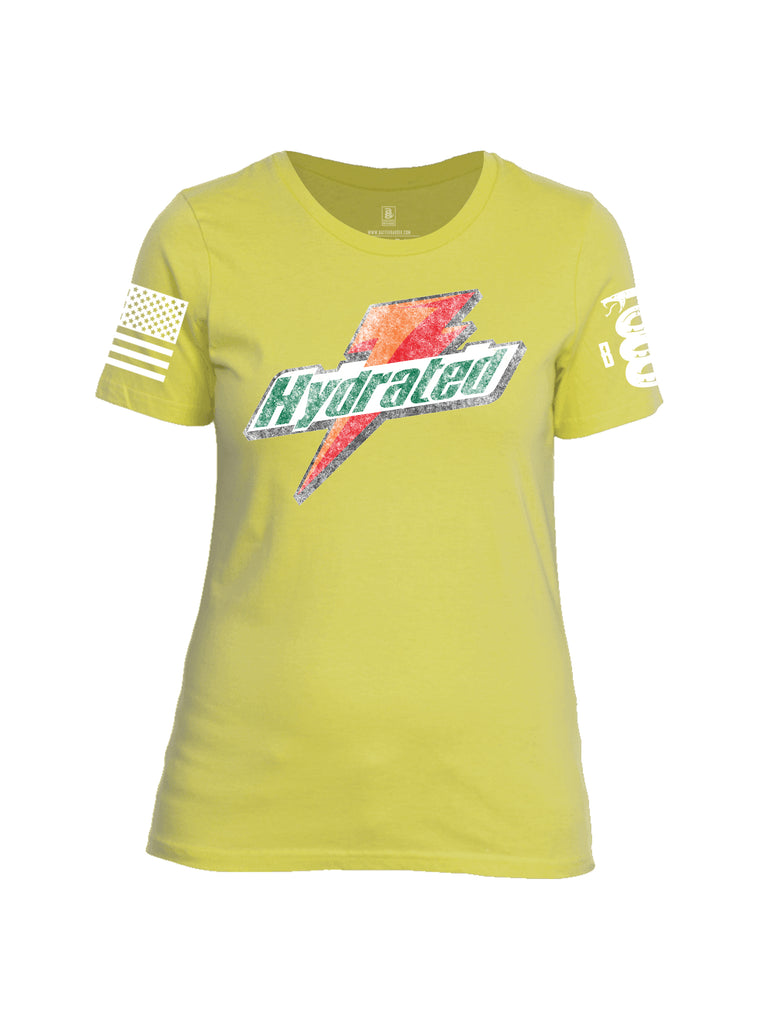 Battleraddle Hydrated White Sleeve Print Womens Cotton Crew Neck T Shirt