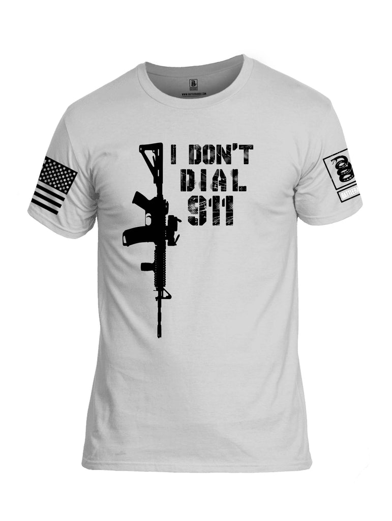 Battleraddle I Dont Dial 911 White Sleeve Print Mens Cotton Crew Neck T Shirt