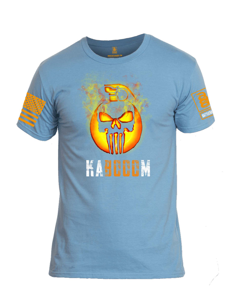 Battleraddle Expounder Skull Pumpkin Kabooom Orange Sleeve Print Mens Cotton Crew Neck T Shirt