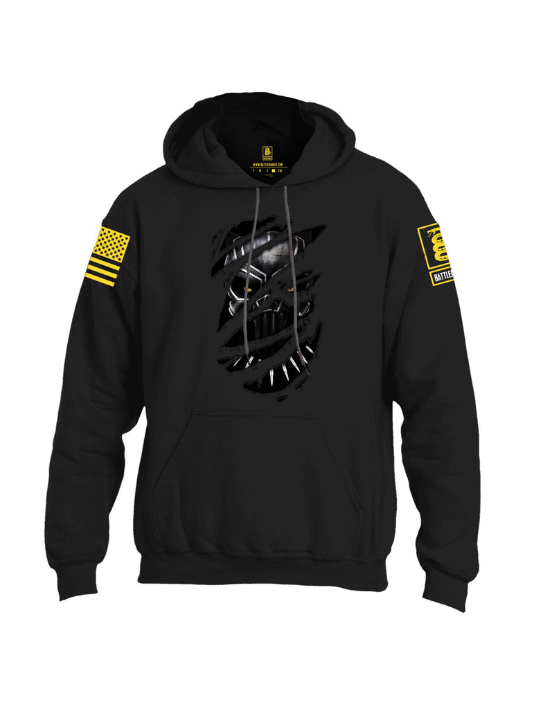Battleraddle Panting Bullet Expounder Skull Ripped Yellow Sleeve Print Mens Blended Hoodie With Pockets