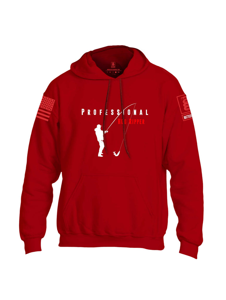 Battleraddle Professional Hog Ripper Red Sleeve Print Mens Blended Hoodie With Pockets
