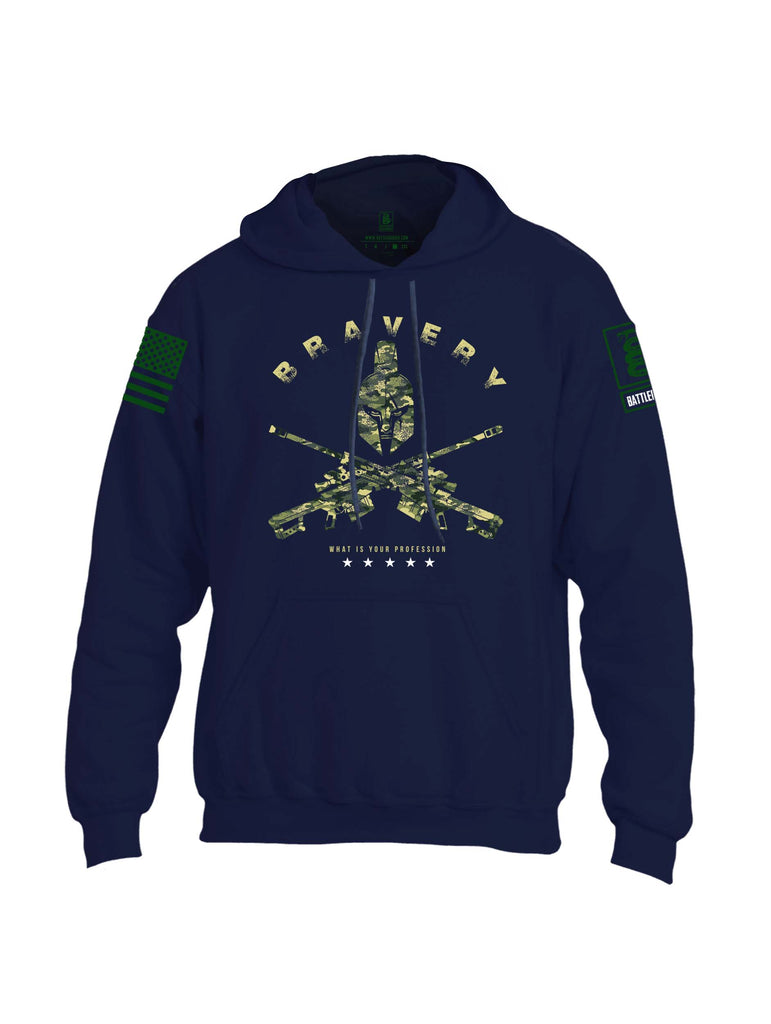Battleraddle Bravery What Is Your Profession Dark Green Sleeve Print Mens Blended Hoodie With Pockets