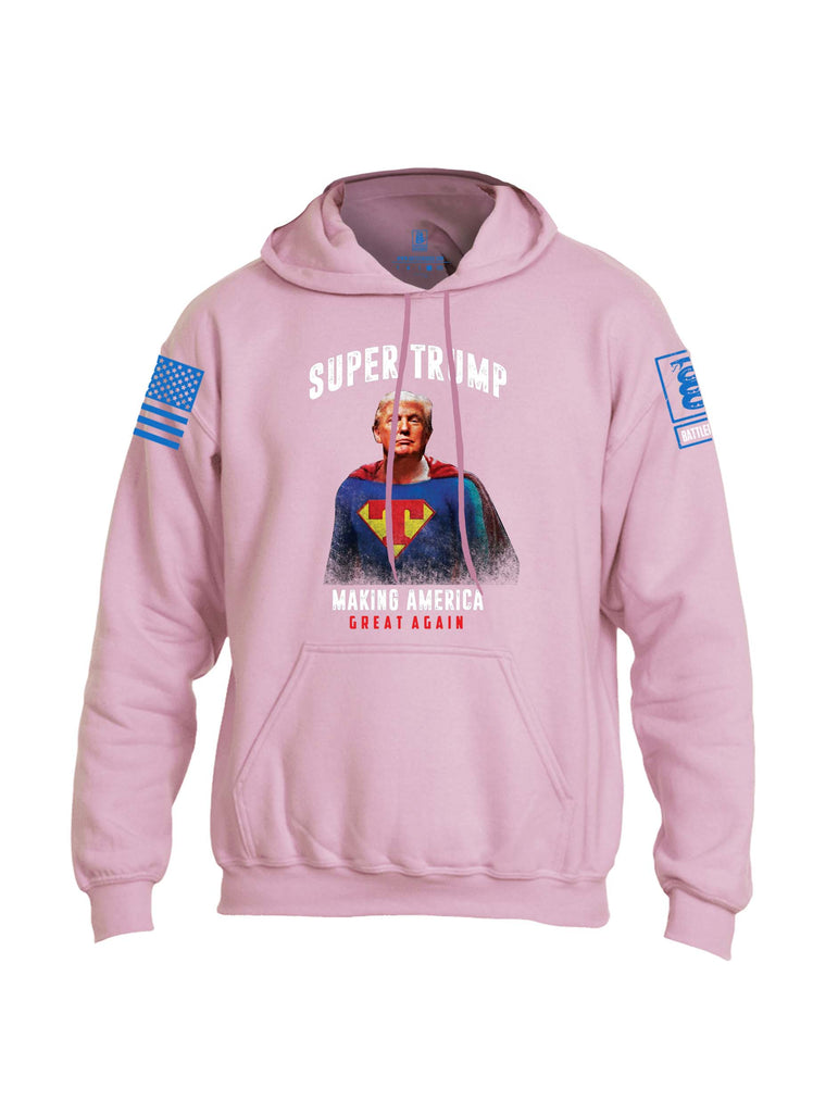 Battleraddle Super Trump Making America Great Again Blue Sleeve Print Mens Blended Hoodie With Pockets