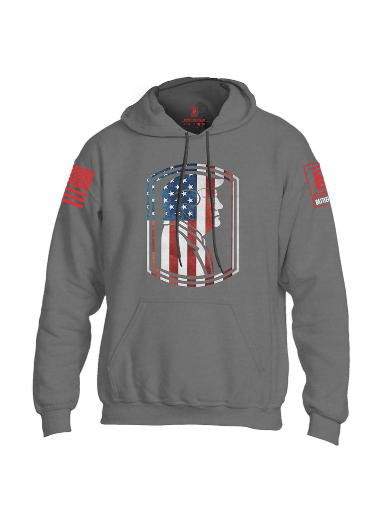 Battleraddle Trump Army USA Flag Red Sleeve Print Mens Blended Hoodie With Pockets shirt|custom|veterans|Apparel-Mens Hoodies-Cotton/Dryfit Blend