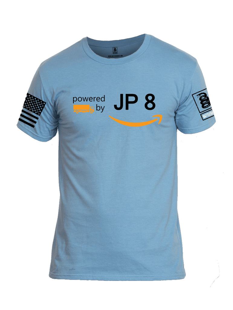 Battleraddle Powered By JP8 Black Sleeve Print Mens Cotton Crew Neck T Shirt