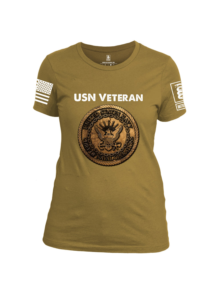 Battleraddle USN Veteran Chief Of Naval Operations White Sleeve Print Womens Cotton Crew Neck T Shirt
