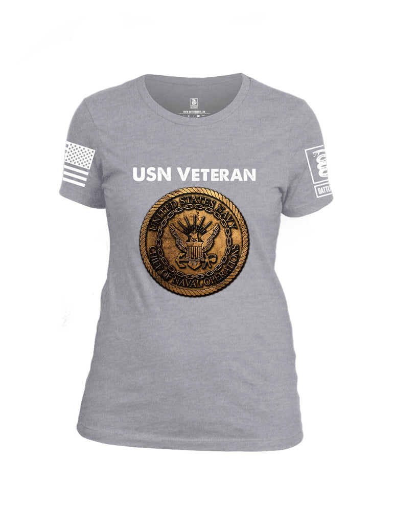 Battleraddle USN Veteran Chief Of Naval Operations White Sleeve Print Womens Cotton Crew Neck T Shirt