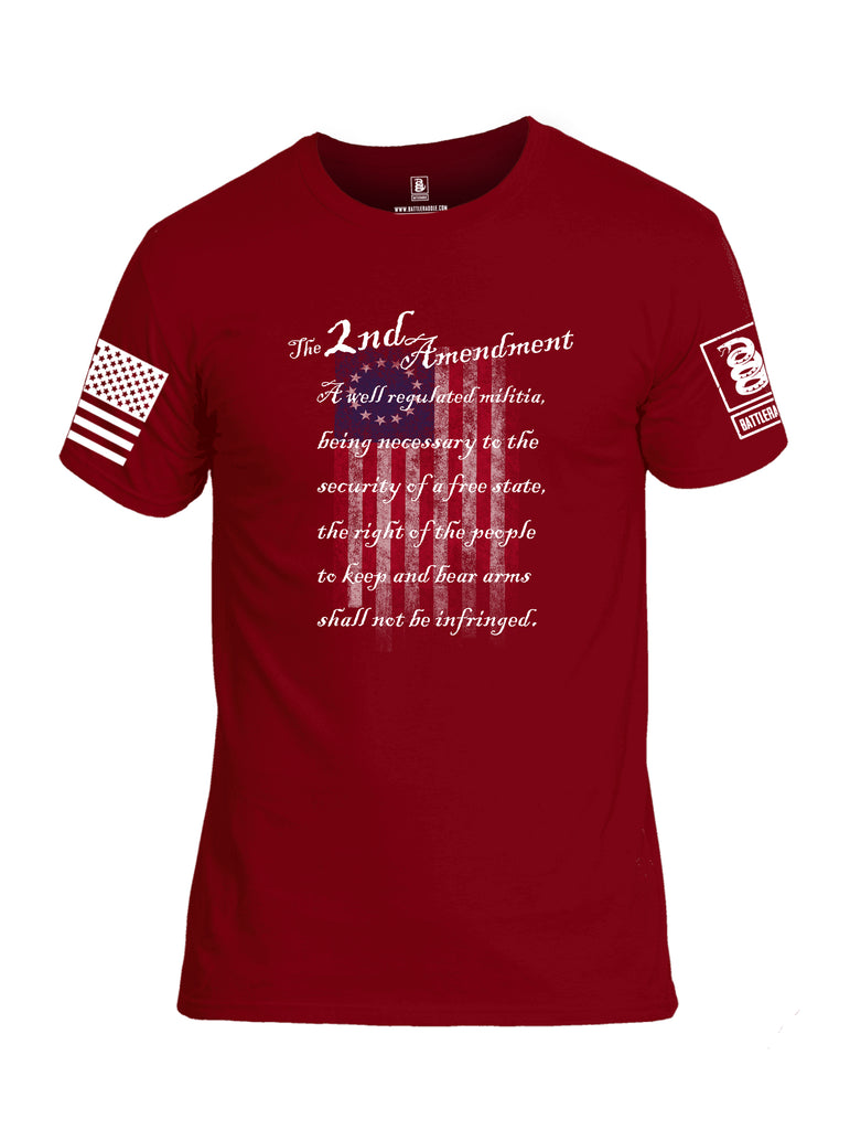 Battleraddle The 2nd Amendment 13 Colonies White Sleeve Print Mens Cotton Crew Neck T Shirt