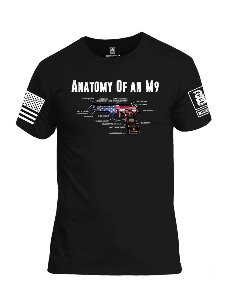 Battleraddle Anatomy Of An M9 White Sleeve Print Mens Cotton Crew Neck T Shirt