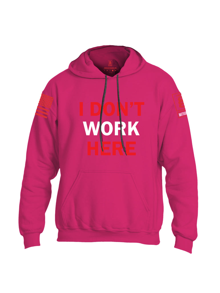 Battleraddle I Dont Work Here Red Sleeve Print Mens Blended Hoodie With Pockets