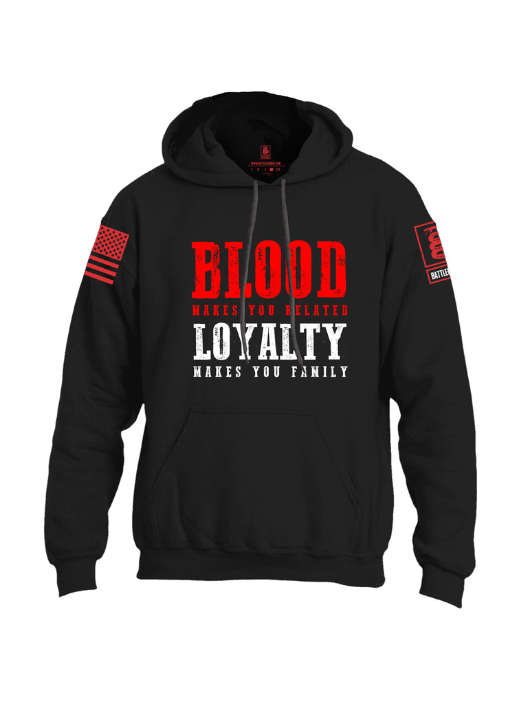 Battleraddle Blood Makes You Related Loyalty Makes You Family Red Sleeve Print Mens Blended Hoodie With Pockets